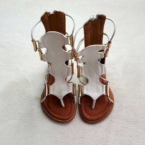 White and Gold Strappy Sandals